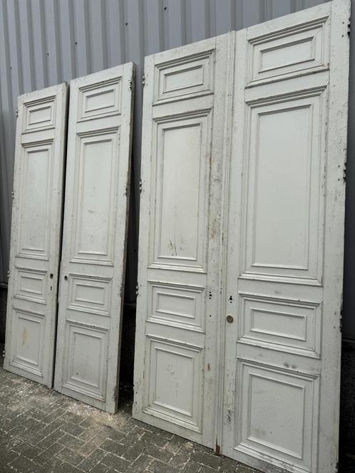 2 identieke antieke sets openslaande deuren, Doe-het-zelf en Verbouw, Deuren en Horren, Gebruikt, Binnendeur, 215 cm of meer, 120 cm of meer