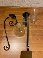 2 gietijzeren gevel kandelaars voor kaars of waxinelichtjes, Ophalen of Verzenden, Koper of Brons