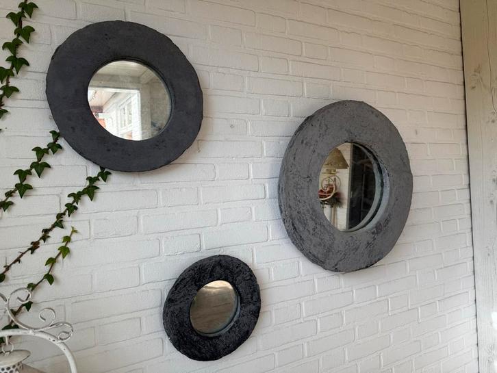 Leisteen Buitenspiegels - Set van 3, Huis en Inrichting, Woonaccessoires | Spiegels, Zo goed als nieuw, Minder dan 50 cm, Minder dan 100 cm