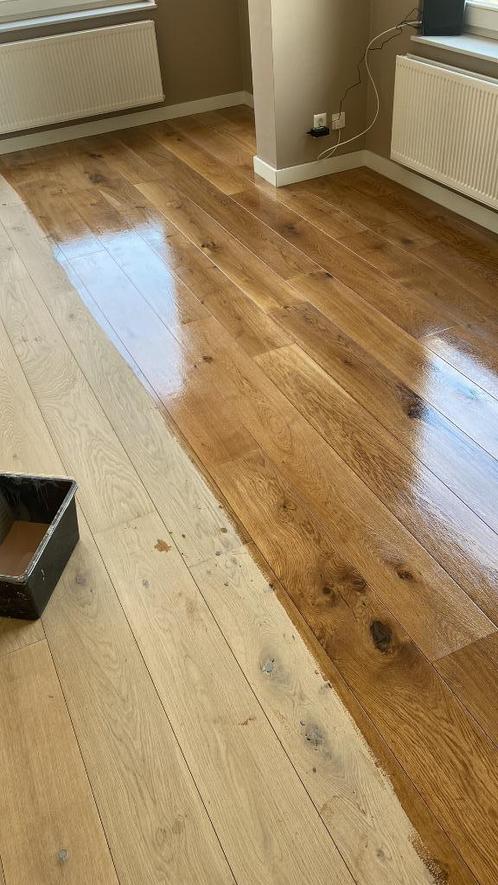Eiken parket schuren en olien of lakken, Ook Spoed!, Huis en Inrichting, Stoffering | Vloerbedekking, Gebruikt, Parket, Wit, Crème