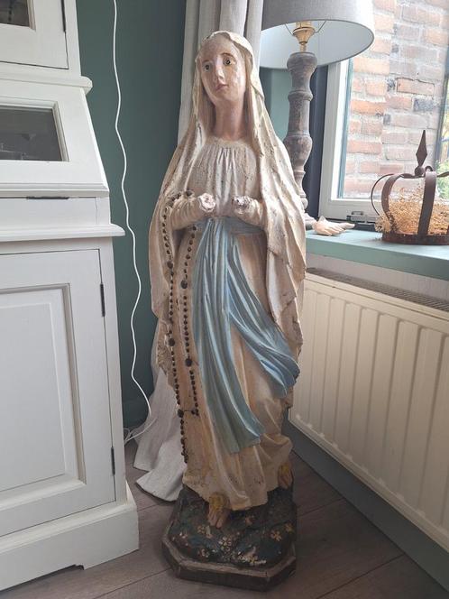 Oud groot Maria beeld van gips 105 cm. Uit Frankrijk, Antiek en Kunst, Curiosa en Brocante, Ophalen