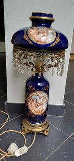 Antieke vintage Lumedart kobaltblauwe porseleinen tafellamp, Ophalen
