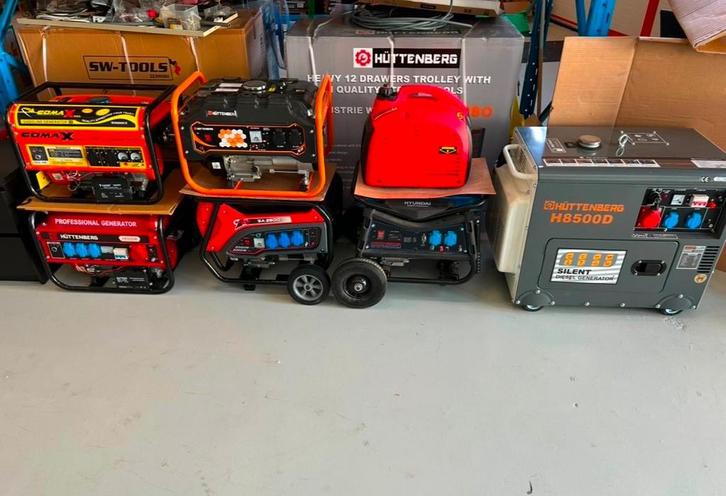 Nieuwe aggregaten met showroom vanaf €140, Doe-het-zelf en Verbouw, Aggregaten, Nieuw, Benzine, Minder dan 5 kVA, Ophalen