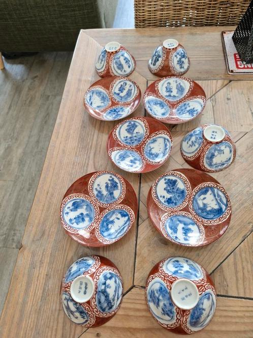 6 antieke Porseleinen Japanse kop en schotels, Antiek en Kunst, Antiek | Porselein, Ophalen of Verzenden