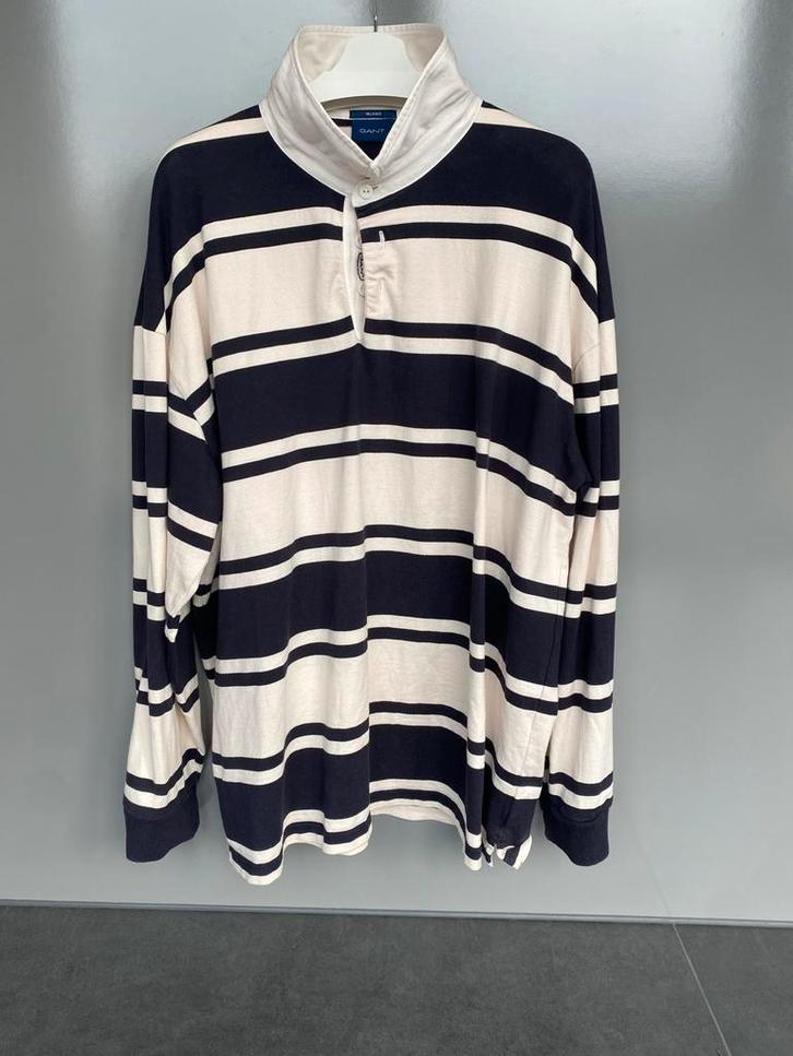 Gant Heavy Rugger XXXL - Blauw/Crème - Relaxed Fit, Kleding | Heren, Polo's, Zo goed als nieuw, Overige maten, Blauw, Verzenden