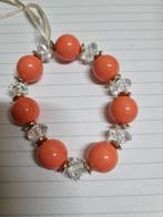 armband  zalm roze en doorzichtige kralen, Ophalen of Verzenden