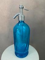 Antieke franse siphon blauw spuitfles met gravure, Ophalen of Verzenden