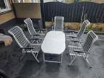 Tuinset Vrijbuiter Outdoor - 5 stoelen en tafel, Ophalen, 5 zitplaatsen, Gebruikt, Aluminium