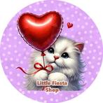 L357 luxe icing kat hart 20cm eetbare taart print top, Ophalen of Verzenden, Nieuw, Taarten, Versiering