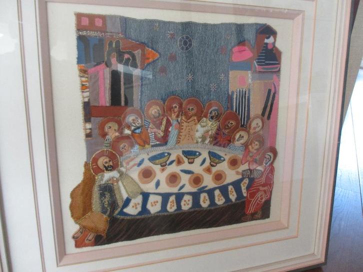 Geborduurd kunstwerk "laatste avondmaal" Armenië 13e eeuw, Antiek en Kunst, Kunst | Overige Kunst, Ophalen of Verzenden