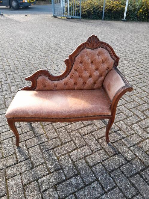 Antieke sofa telefoon bankje leer, Antiek en Kunst, Antiek | Meubels | Stoelen en Banken, Ophalen
