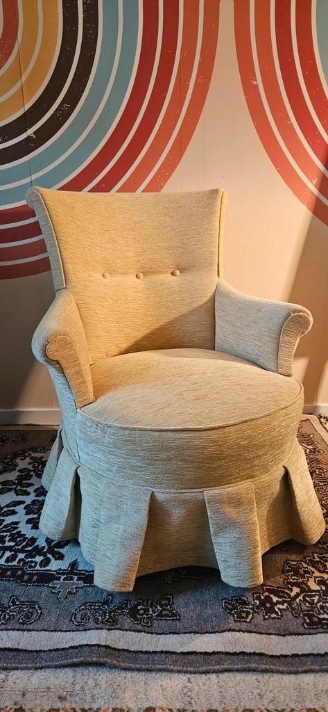 Vintage Fauteuil met Stof Bekleding, Huis en Inrichting, Fauteuils, Gebruikt, Stof, 75 tot 100 cm, 75 tot 100 cm, Ophalen of Verzenden