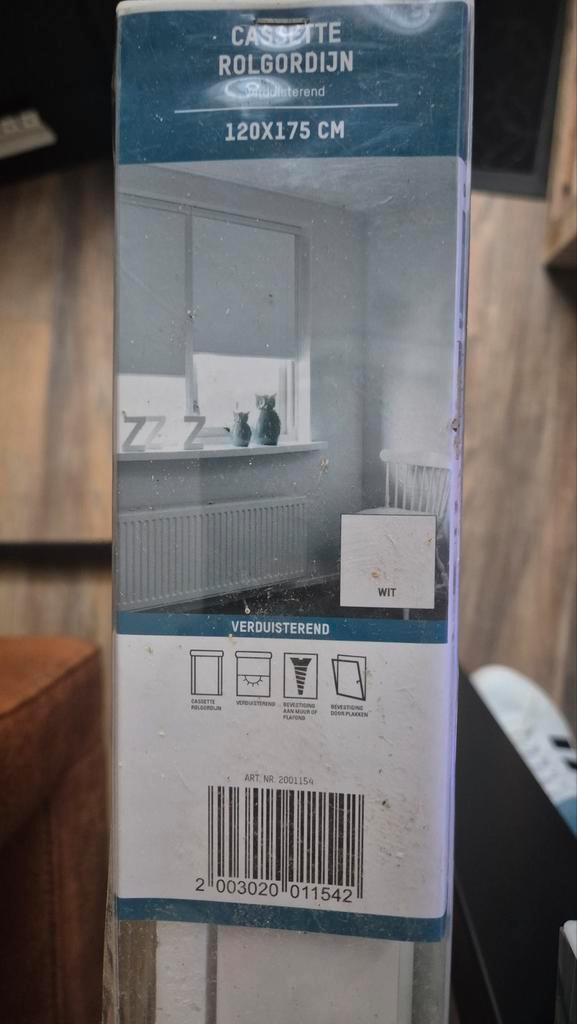 2x Cassette Rolgordijnen Wit Verduisterend Nieuw, Huis en Inrichting, Stoffering | Gordijnen en Lamellen, Nieuw, 150 tot 200 cm