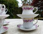 Super Feest / High Tea Kop + Schotels Roze Rozen met Goud, Nieuw, Ophalen of Verzenden, Overige stijlen, Kop(pen) en/of Schotel(s)