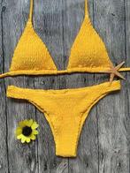 Gele geplooide triangle bikini (sexy dames vrouwen), Verzenden, Nieuw, Geel, Bikini