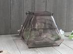 Windlicht lantaarn/vaas roze glas vierkant (NIEUW), Huis en Inrichting, Nieuw, Ophalen of Verzenden