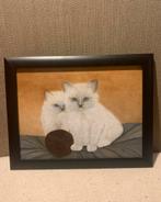 Twee katten olieverf op paneel, Ophalen of Verzenden