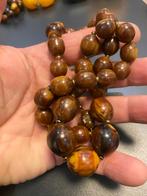 Vintage bakeliet Bruine Kralen Ketting, Sieraden, Tassen en Uiterlijk, Ophalen of Verzenden, Gebruikt, Bruin, Overige materialen