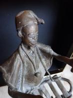 Benin Afrika: verguld bronzen beeld muzikant, Antiek en Kunst, Ophalen of Verzenden