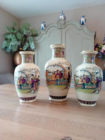 Chinese Vazen Set (3) - Beschadigd beschikbaar voor biedingen