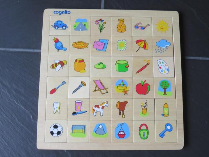Houten puzzel wat hoort bij elkaar, 36 stukjes Cognito. Mooi, Kinderen en Baby's, Speelgoed | Kinderpuzzels, Zo goed als nieuw