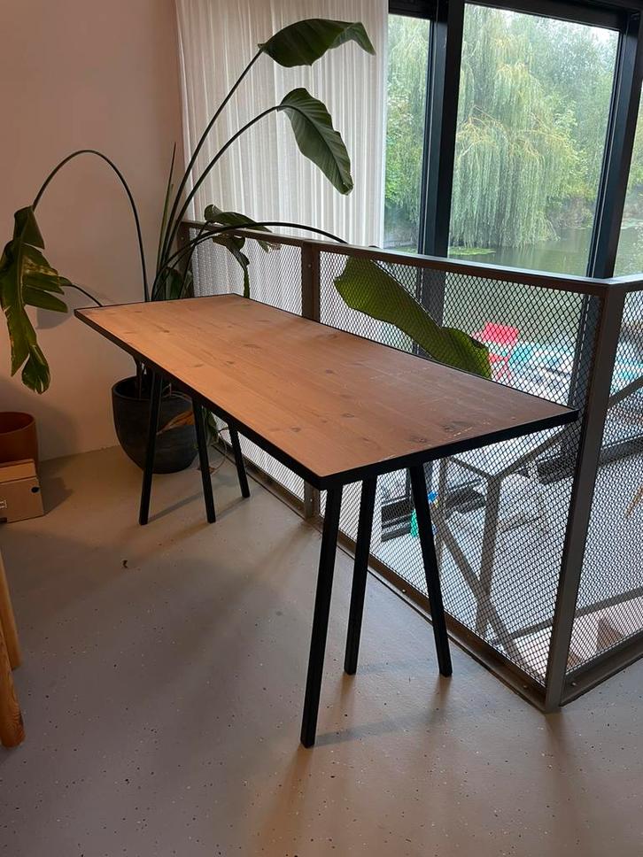 Handgemaakte eettafel 160 x 60, Huis en Inrichting, Tafels | Eettafels, Zo goed als nieuw, 50 tot 100 cm, 150 tot 200 cm, Rechthoekig