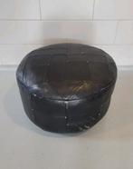 Vintage retro poef leer, Gebruikt, Leer, Ophalen of Verzenden, Vintage retro jaren 60