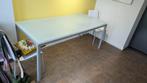 Eettafel met glazen blad, Huis en Inrichting, Tafels | Eettafels, Ophalen, Gebruikt, 50 tot 100 cm, Vijf personen of meer