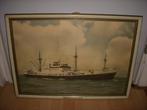 PRACHTIGE ingelijste prent schip ' Willemstad ' K.N.S.M, Ophalen of Verzenden, Gebruikt, Motorboot, Kaart, Foto of Prent