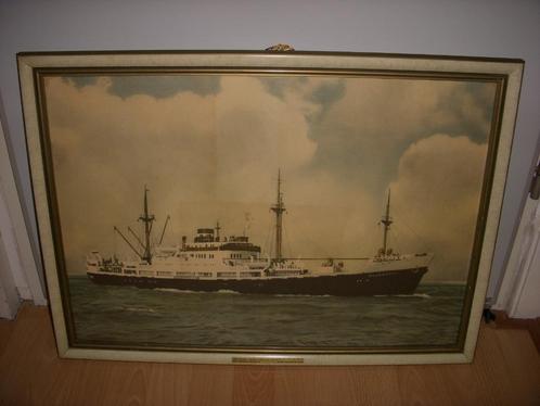 PRACHTIGE ingelijste prent schip ' Willemstad ' K.N.S.M, Verzamelen, Scheepvaart, Gebruikt, Kaart, Foto of Prent, Motorboot, Ophalen of Verzenden