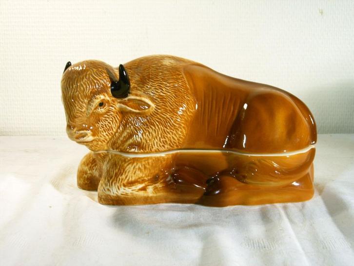 Porseleinen buffel van Caugant, Antiek en Kunst, Curiosa en Brocante, Ophalen of Verzenden