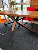 Eiken tafel met metalen kruispoot, Huis en Inrichting, Ophalen