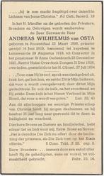 Pastoor Andreas W. van Osta 1895 Roosendaal + 1954 Dongen, Verzamelen, Bidprentjes en Rouwkaarten, Verzenden, Bidprentje