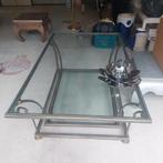 tafel glas metaal messing koper  zgn(h49 83x132 ) t.e.a.b!, Huis en Inrichting, Tafels | Salontafels, Ophalen, 50 tot 100 cm, Rond