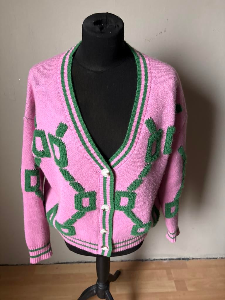 Leuk roze warm vest mt L ZGAN, Ophalen of Verzenden, Zo goed als nieuw, Maat 38/40 (M), Roze