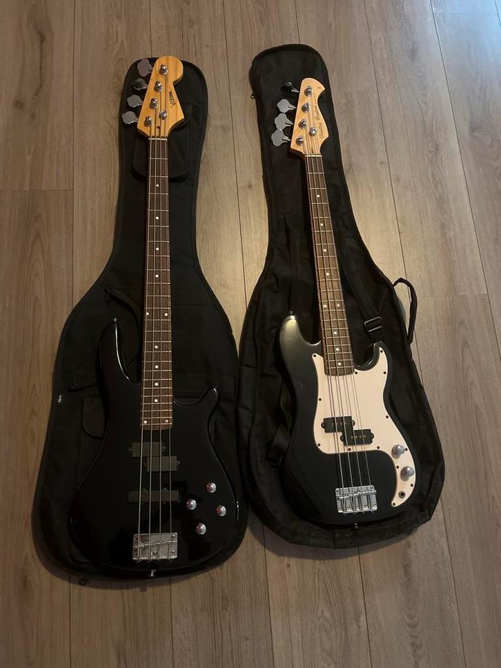 Twee Basgitaren - Harley Benton en  een Vision, Muziek en Instrumenten, Snaarinstrumenten | Gitaren | Bas, Zo goed als nieuw, Elektrisch