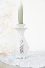 Vintage kandelaar bloemen roze, Ophalen of Verzenden, Overige materialen, Kandelaar, Minder dan 25 cm