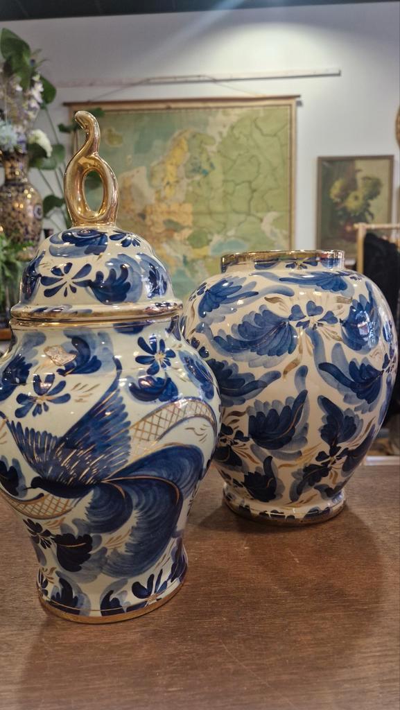 2 Henri Bequet vazen, 1 met deksel, Antiek en Kunst, Antiek | Vazen, Ophalen of Verzenden