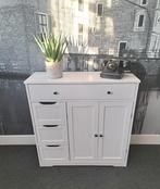 Leuke witte kast met legplanken, twee deurtjes en 4 lades., Huis en Inrichting, Kasten | Dressoirs, Ophalen, 50 tot 100 cm, Zo goed als nieuw