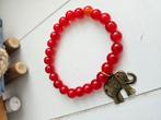 Rode kralen armband met olifant bedel, Sieraden, Tassen en Uiterlijk, Armbanden, Overige materialen, Nieuw, Ophalen of Verzenden