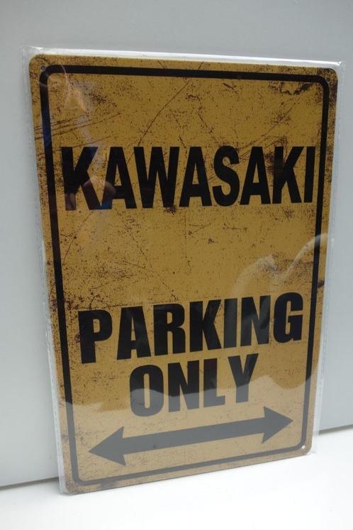 KAWASAKI MOTOREN PARKING ONLY KAWASAKI tekst  BORD, Verzamelen, Automerken, Motoren en Formule 1, Nieuw, Motoren, Ophalen of Verzenden