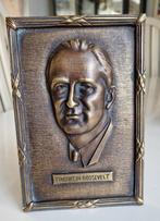 Massief bronzen plaquette President Roosevelt 1882-1945., Ophalen of Verzenden, Landmacht, Amerika, Kunstobject