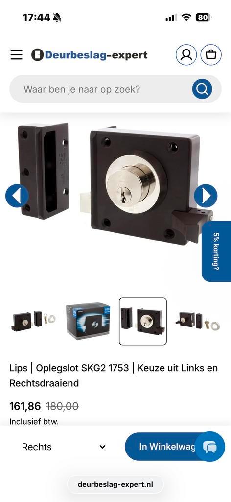 Gebruikt Lips oplegslot SKG2 1753 - Links/Rechts, Doe-het-zelf en Verbouw, Hang- en Sluitwerk, Gebruikt, Slot, Overige materialen