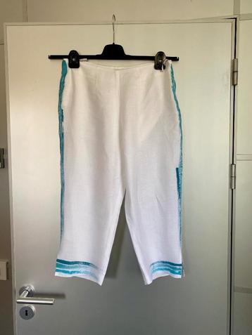 E599 Zucchero maat 38/40=M linnen broek pantalon wit/blauw beschikbaar voor biedingen