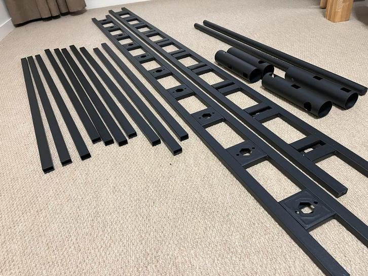 Stalen Frame Onderschuifbed - Zwart, Huis en Inrichting, Slaapkamer | Bedden, Gebruikt, Eenpersoons, 90 cm, 200 cm, Metaal, Zwart