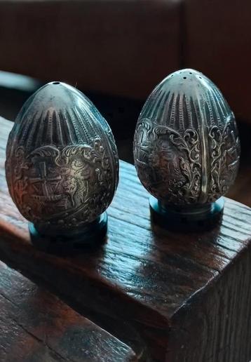 Antique H Hooijkaas Dutch Silver Plate Salt & Pepper Shaker beschikbaar voor biedingen