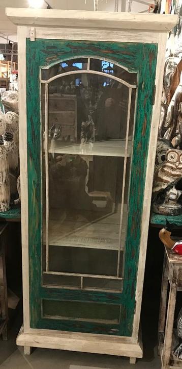 Indiase kast uit India met glas 167 cm  beschikbaar voor biedingen