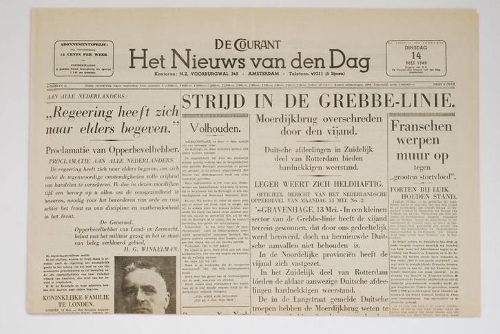 14 mei 1940 - Het Nieuws van den Dag | Heruitgave 1994, Boeken, Tijdschriften en Kranten, Zo goed als nieuw, Krant, Verzenden