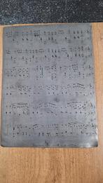 Oude tinnen etsplaat met muziek noten, zie foto's, Ophalen of Verzenden