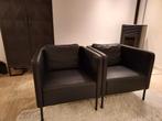 Set van twee zwarte fauteuils, Ophalen, Zo goed als nieuw, 75 tot 100 cm, 50 tot 75 cm